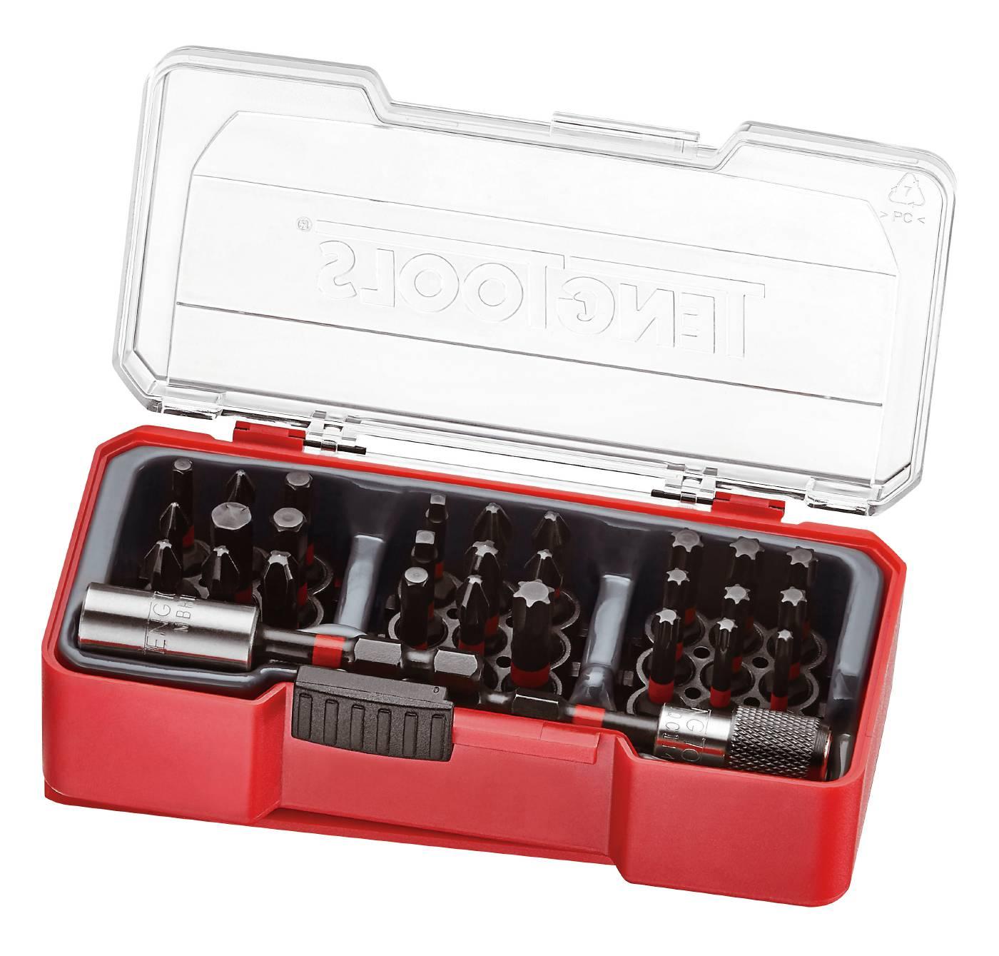 Teng Tools TJ1430 impact-bitssats med 27 bits och två bitshållare i plastetui