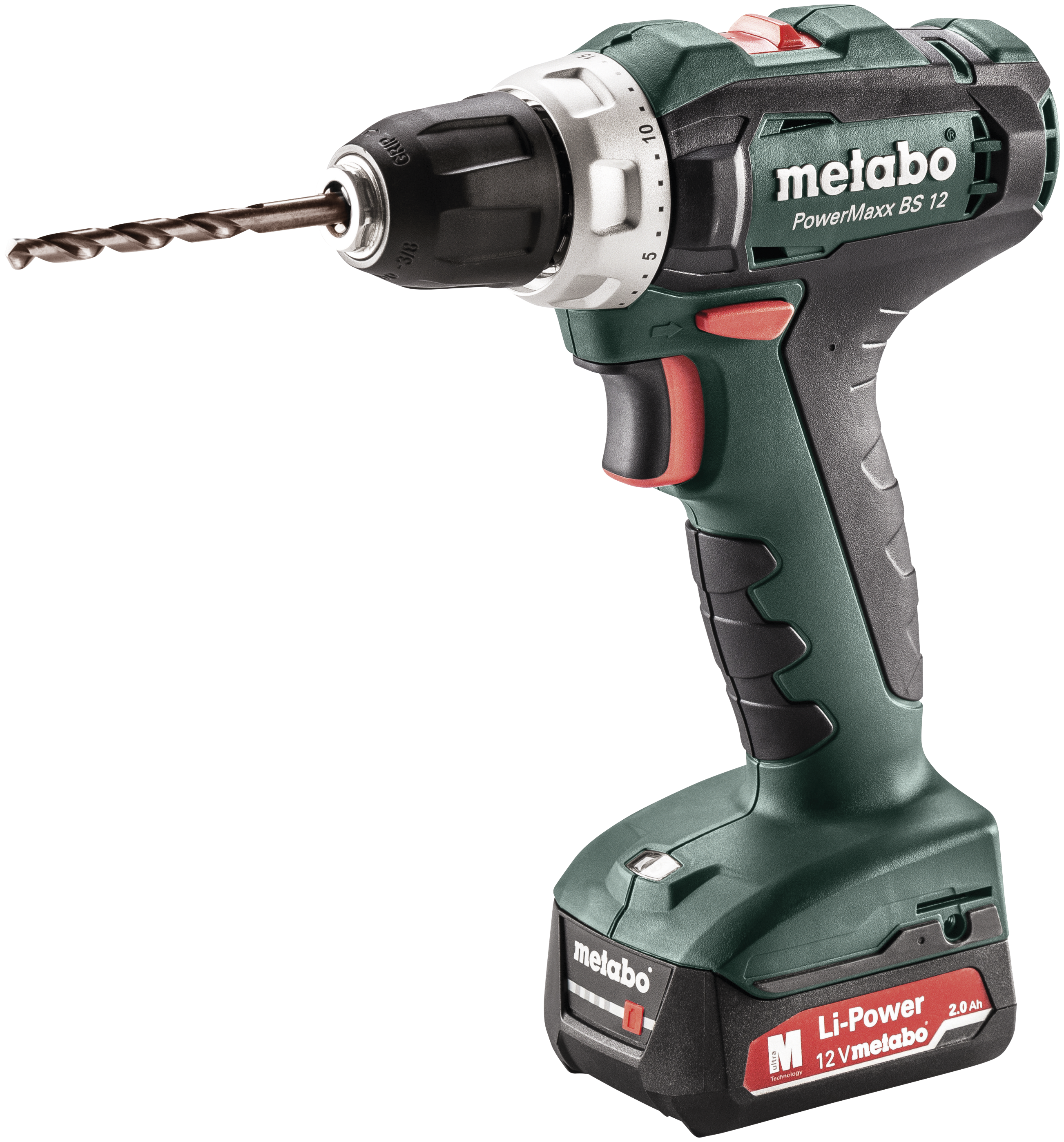 Metabo Borr-/skruvdragare PowerMaxx BS12 med 2×12V/2,0Ah