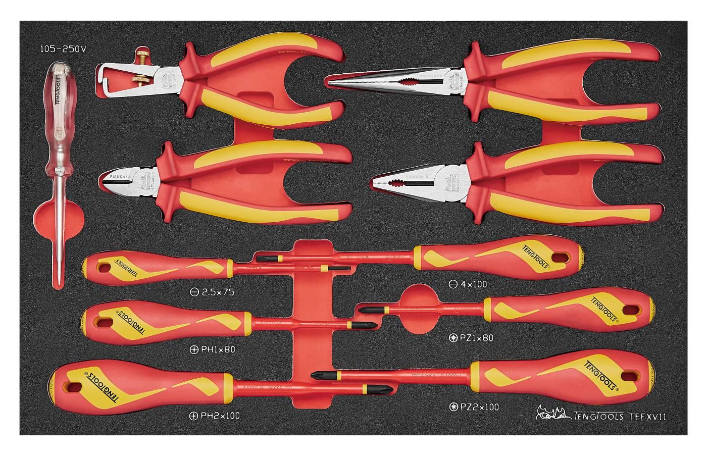 Teng Tools TEFXV11 isolerad verktygssats 1000 V i formskuret skum